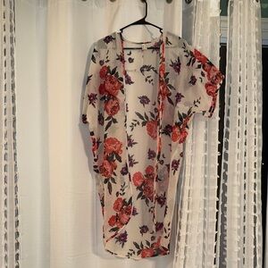 Live 4 Truth Sheer Floral Kimono with Red and Purple Accents